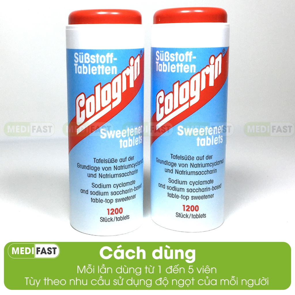 Đường ăn kiêng Keto Cologrin - Dùng được cho người tiểu đường - Lọ 1200 viên nhập khẩu từ Đức