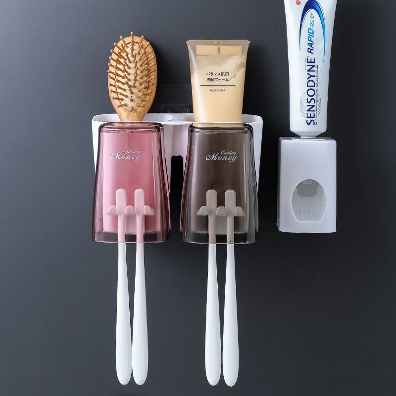 Giá Đựng Bàn Chải kèm Nhả kem Bốn Cốc (Phong Cách Hàn Quốc)