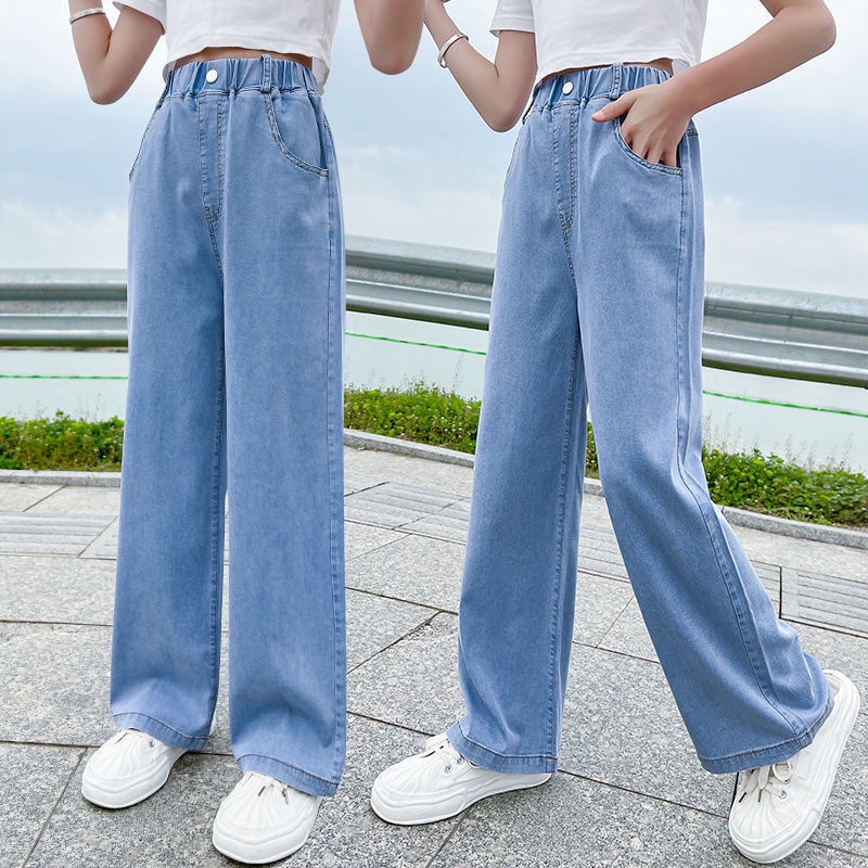 Quần Jean Ống Rộng Thời Trang Xuân Thu 2022 Cho Bé Gái