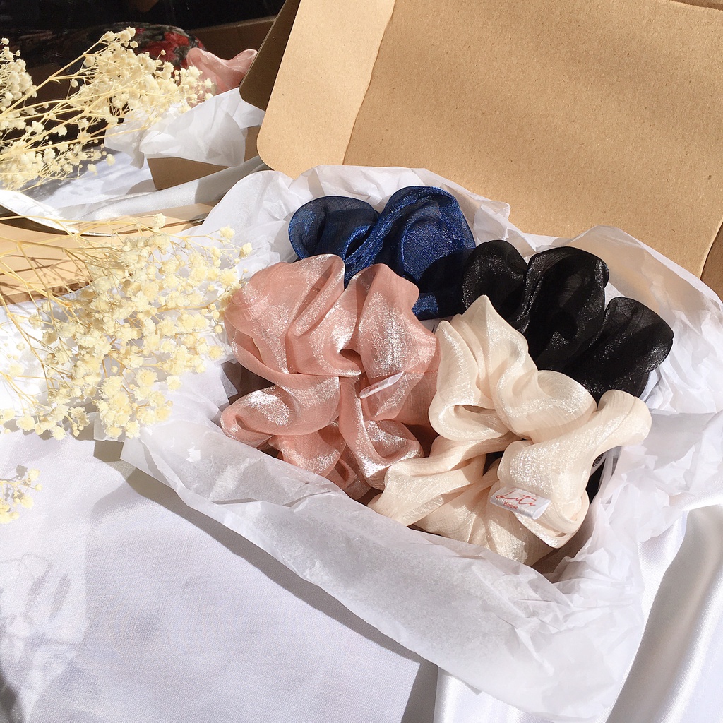 POENY - Dây chun buộc tóc Handmade Scrunchies Chiffon Pastel trang nhã