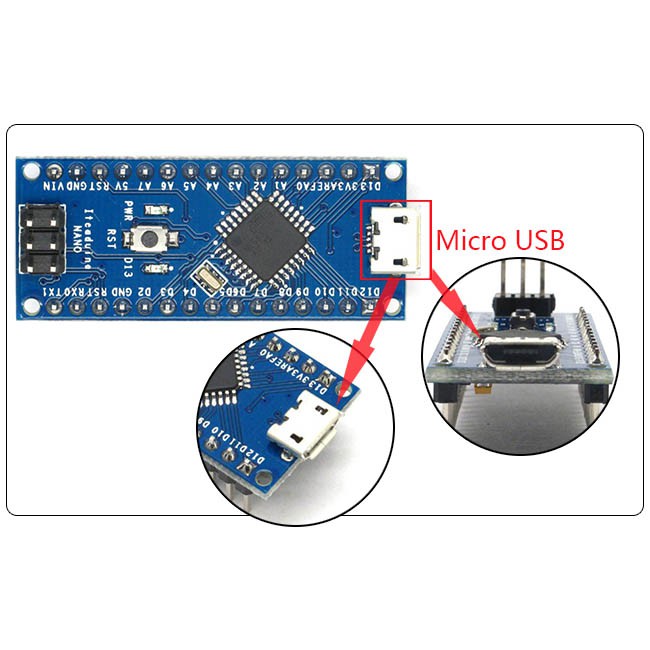 Mạch Arduino Nano CH340 cổng micro USB (ATMEGA328 16MHz)