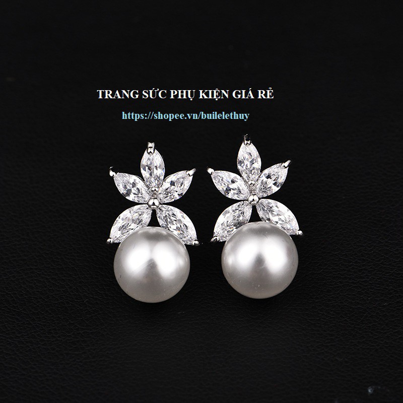 Bông tai đính hoa bạc ý 925 xinh xắn 111