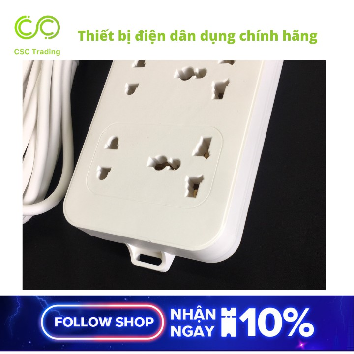 Ổ Cắm Điện Gongniu 6 Ổ Đa Năng 1 Công Tắc – Công Suất 10A/250/2500W – Trắng – Chính Hãng (N1330)