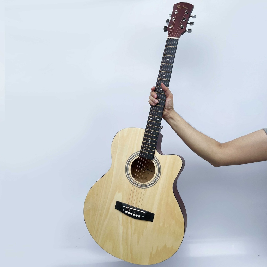 Đàn Guitar Acoustic Woim Gắn EQ Dây Sắt Có Ty Chống Cong Cần Gỗ Nguyên Tấm Size 40 Inch
