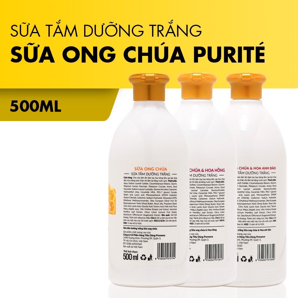 Sữa Tắm Dưỡng Trắng Da PURITÉ Sữa Ong Chúa 500ml