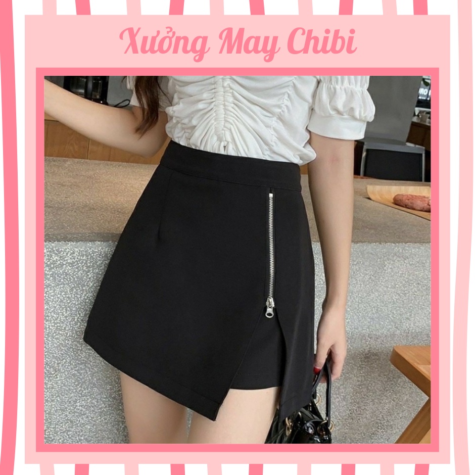 Quần váy nữ cạp cao khóa cạnh - cá tính năng động