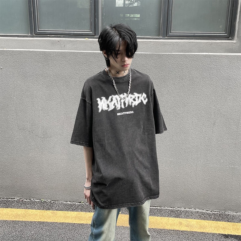 Áo Thun Tay Ngắn Dáng Rộng In Chữ Phong Cách retro Âu Mỹ Thời Trang Cho Cặp Đôi