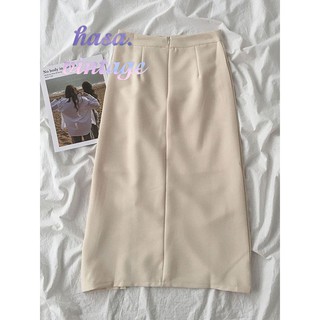 [Order] Chân váy suông trơn cạp cao xẻ dáng dài basic ulzzang