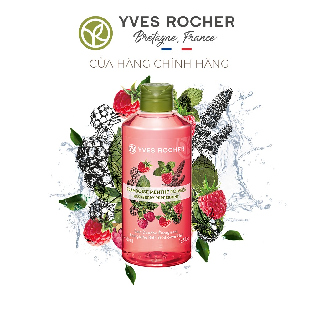 [Mã FMCGMALL -8% đơn 250k] Sữa Tắm Yves Rocher Energizing Bath And Shower Gel Raspberry Peppermint 400ml