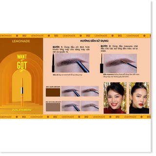 [Mã giảm mỹ phẩm chính hãng] Chì Kẻ Mày 2 Đầu LEMONADE Want It Got It Dual Eyebrow 2g + 2ml