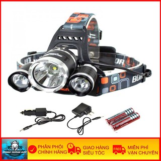 💖𝑭𝑹𝑬𝑬𝑺𝑯𝑰𝑷💖 đèn pin đội đầu headlamp t6 - đèn pin đội đầu dạng led trắng 3 bóng 6 chế độ - bảo hành 1 năm