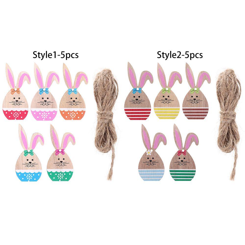 CONOPERY Phụ Kiện Treo Trang Trí Bằng Gỗ Tự Nhiên Hình Thỏ Phục Sinh