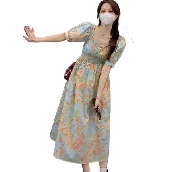 Đầm hoa Perty tay phồng thời trang mới mùa hè phong cách Hàn Quốc cho nữ