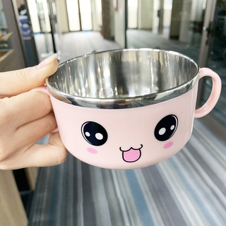 Ca Mì Inox 💖𝑭𝑹𝑬𝑬𝑺𝑯𝑰𝑷💖 Bát ăn dặm inox giữ nhiệt, có nắp, An toàn cho bé (tặng thìa kèm theo)