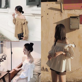 Áo trễ vai thắt nơ Korean