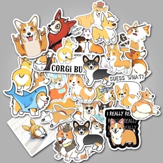60 Sticker chó corgi ép lụa / hình dán corgi có đề can bóc dán