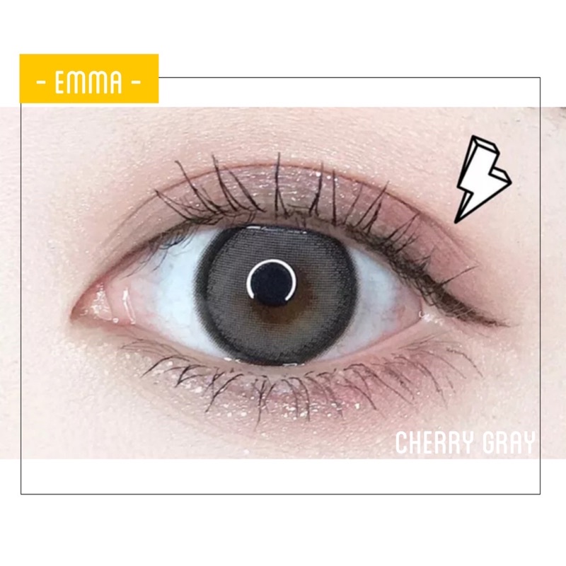 🌸 Kính Giãn Tròng Cherry Gray - Kính giãn tròng màu xám viền đen / Emma Super Mini Contact Lens 🌸