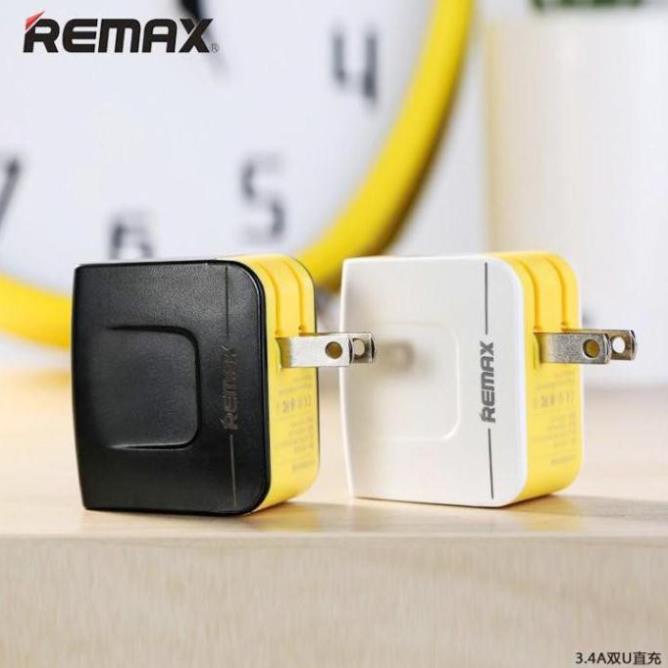 HOT Cốc sạc Remax 3.4A 2 cổng USB gồm 1 cổng 2.4A và 1 cổng 1.0A phích cắm gập tiện lợi