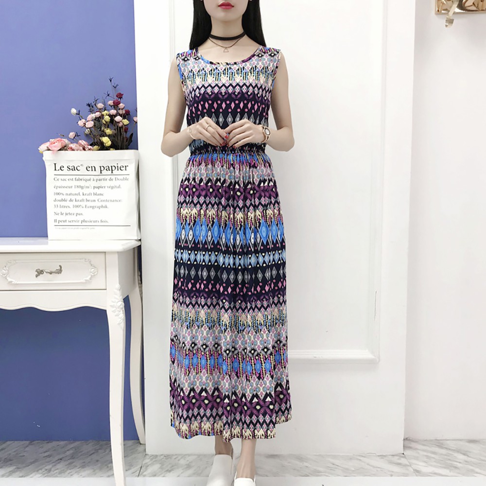 Váy đầm tone cotton maxi dài dạo chơi, đi biển - Mã 67