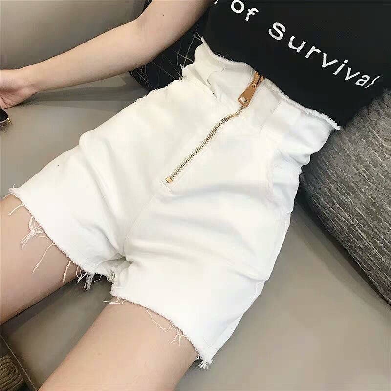 Quần short denim Màu Đen Lưng Cao Phối Khóa Kéo Phong Cách Hàn Quốc Thời Trang Mùa Hè 2020 Cho Nữ