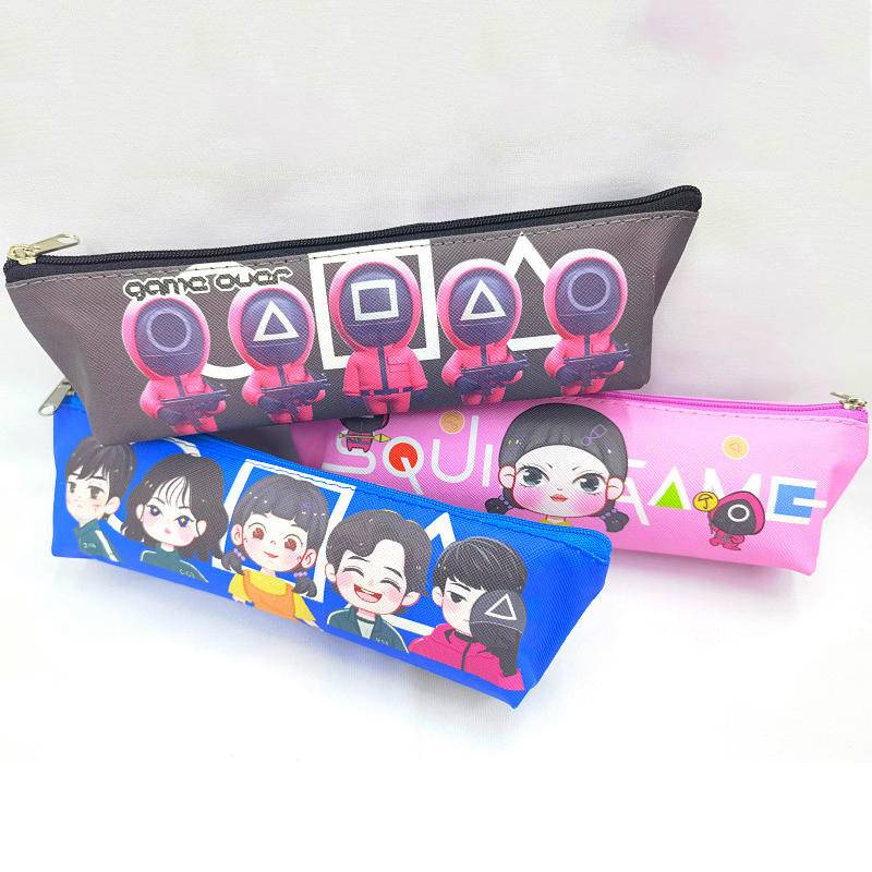 Hộp bút vải đa năng để vừa máy tính Cute Kawaii Squid Game Canvas Zipper Pencil Cases Lovely Korean Drama Round Six Pen Bags School Supplies kids Stationery gfit