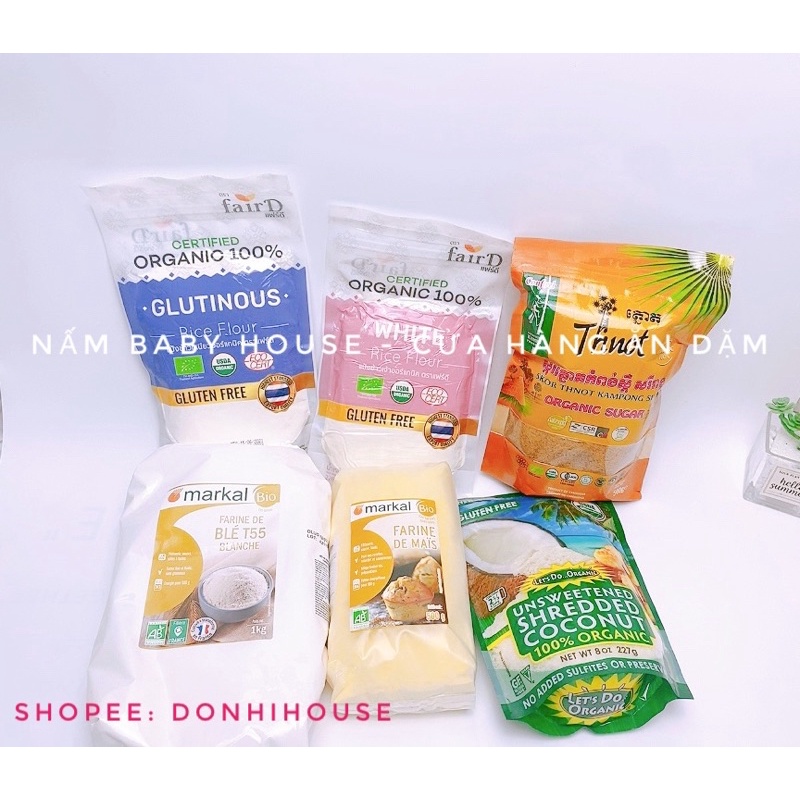 Set bột làm bánh cho bé ăn dặm: bột mì hữu cơ, bột năng hữu cơ