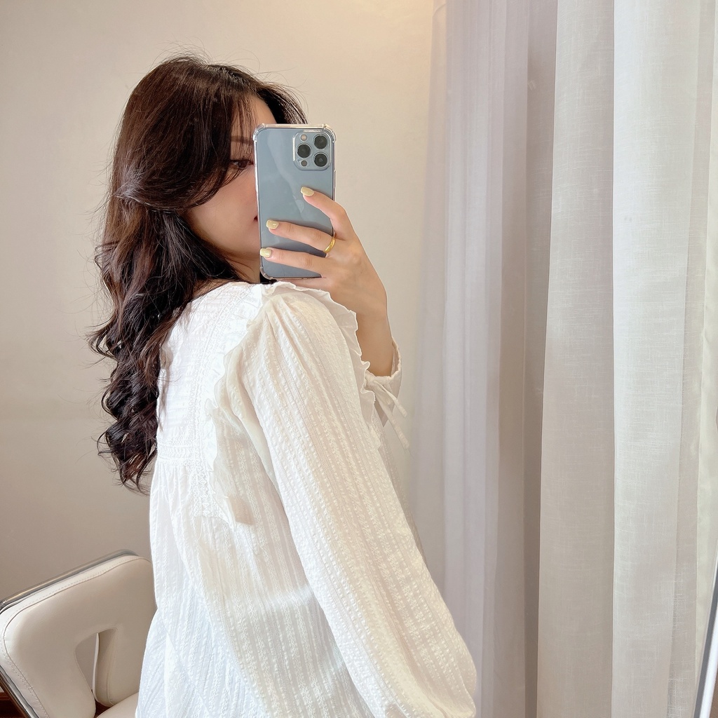 Áo sơ mi kiểu , áo sơ mi tiểu thư bèo ren