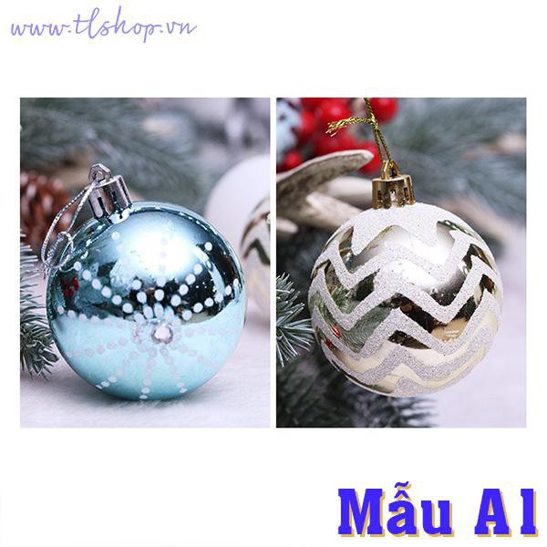 QUẢ CHÂU TRANG TRÍ 6CM - HỘP 24 TRÁI - CHÂU NOEL XANH - CHÂU NOEL VÀNG - CHÂU TRẮNG