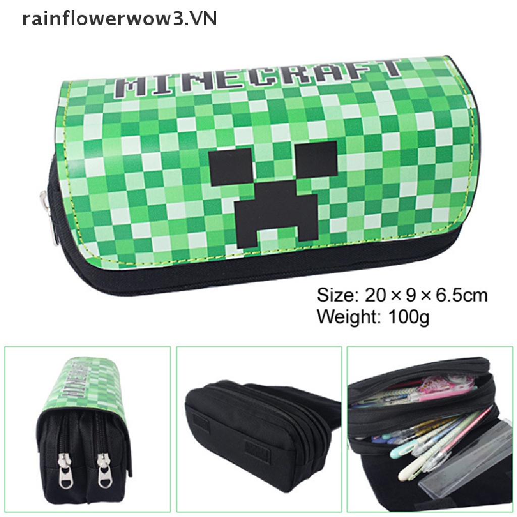 Hộp đựng bút in họa tiết phong cách Minecraft sức chứa lớn thích hợp cho bé trai bé gái