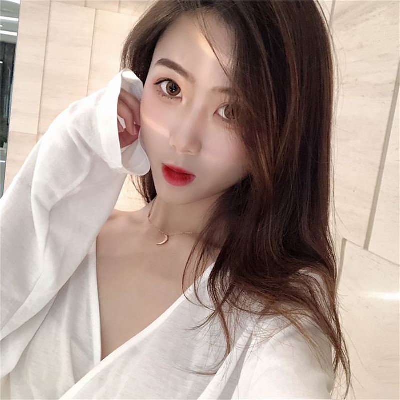 Áo lửng tay dài cổ chữ V phong cách Hàn Quốc quyến rũ cho nữ