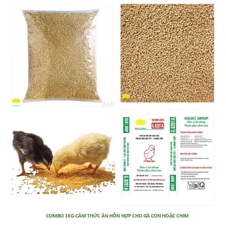 1kg Thức ăn hỗn hợp dạng viên cho gà, chim 1-14 ngày tuổi (cám gà con)