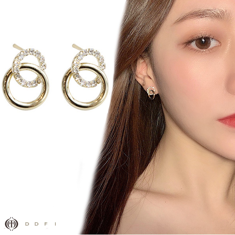 💋DDFI💋Bông tai xi mạ bạc S925 kiểu khoen tròn nhỏ xinh cho phái đẹp G1C08