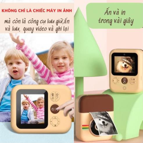 Máy ảnh chụp lấy liền kiêm quay video, tặng kèm 3 cuộn phim, Máy ảnh mini công nghệ mới cho bé và gia đình