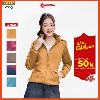 Áo gió nữ CARDINA chất gió trơn 2 lớp lót lưới cao cấp cản gió cản bụi chống nước 1GFT.