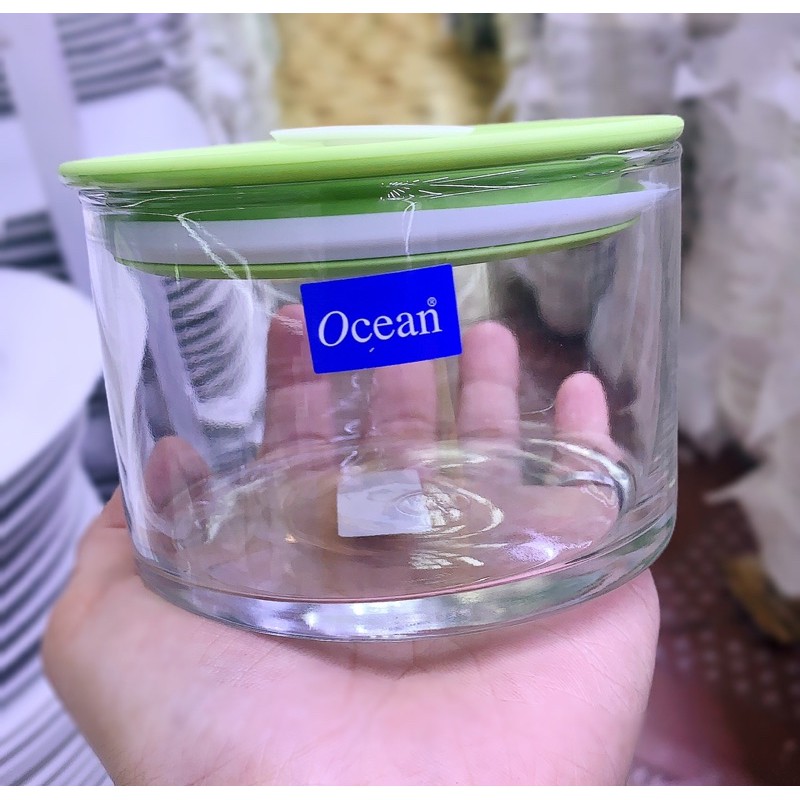 Hũ thuỷ tinh Ocean nắp nhựa xanh lá