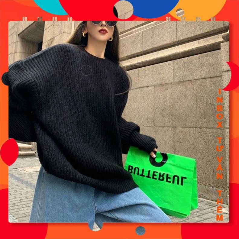 Áo len nữ dài tay cổ tròn màu đen thời trang Hàn LieuTheOrboHP Shop | BigBuy360 - bigbuy360.vn