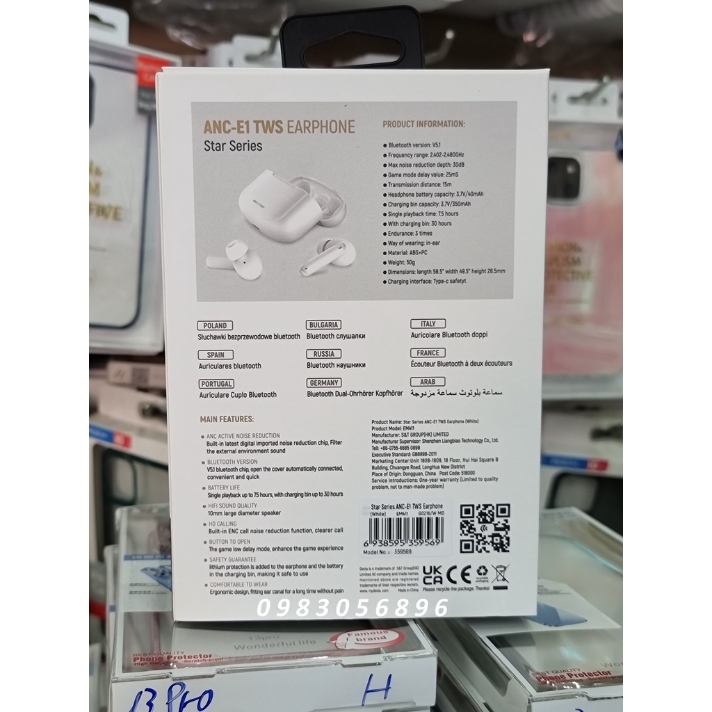 Tai nghe  không dây  Bluetooth  Devia TWS - E1 dùng cho iphone, samsung . Hàng chính hãng có bảo hành