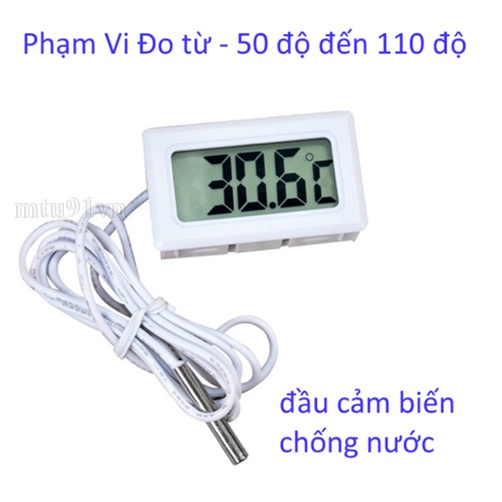 Đồng Hồ Đo Nhiệt Độ Hiển Thị LCD - Có Đầu Đo Rời Chống Nước