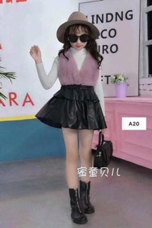 Đầm gile lông da.