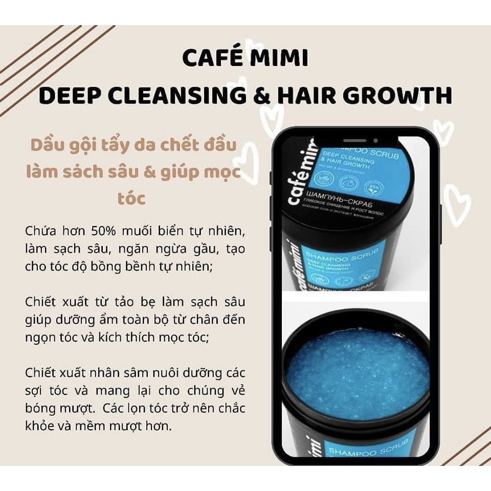 Cafe Mini Dầu gội Tẩy tế bào chết da đầu, siêu sạch cho tóc dầu bết, kích thích mọc tóc, giúp tóc bồng bềnh, dày mượt