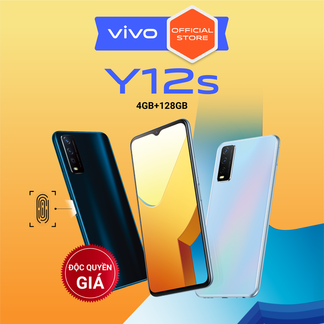 Điện thoại Vivo Y12s (4GB + 128GB)-Màn hình IPS LCD 6.51",Pin khủng 5000 mAh,Cảm biến vân tay,Màu: Đen, Xanh -Chính Hãng | BigBuy360 - bigbuy360.vn