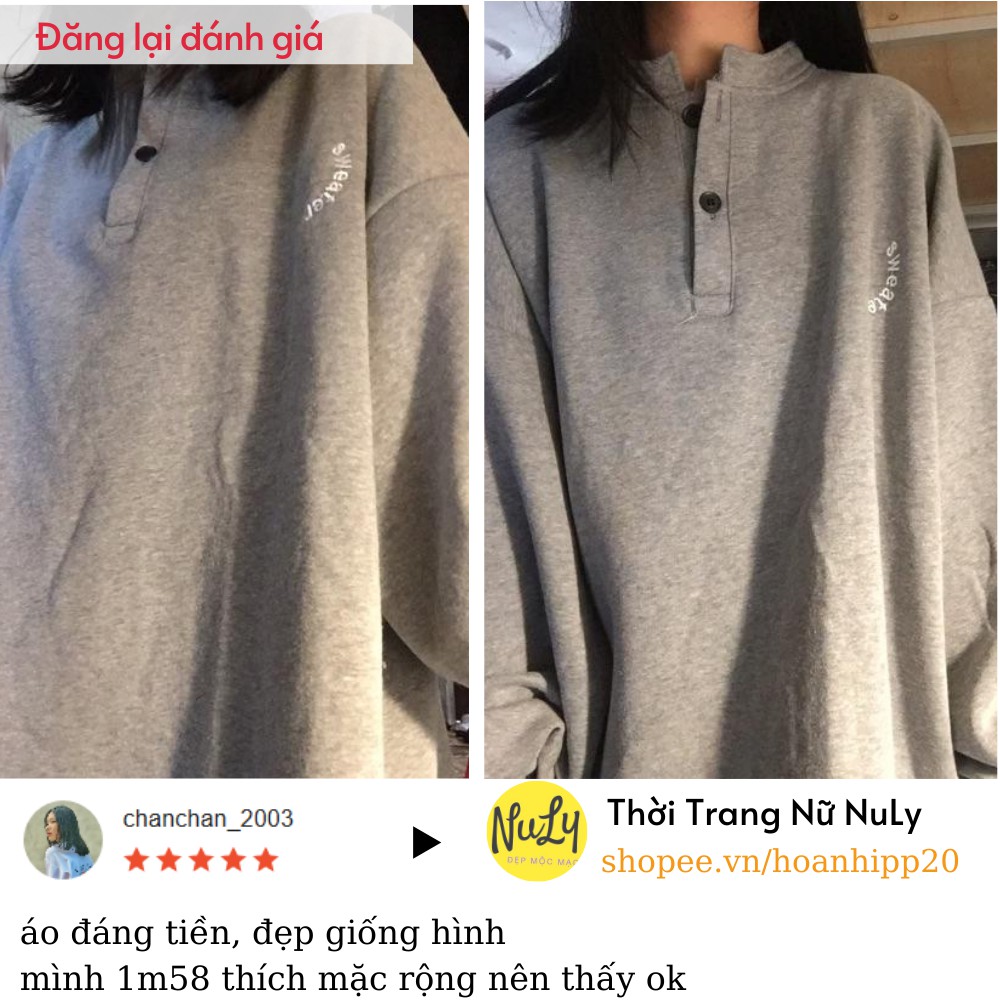 Áo sweater nỉ bông Letters NULY tay bồng, form rộng Oversize kiểu dáng Ulzzang, ASL | BigBuy360 - bigbuy360.vn