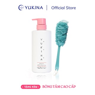 Sữa tắm trắng da Yukina White Body Wash chiết xuất Placenta và sữa ong chúa 500ml tặng kèm bông tắm cao cấp