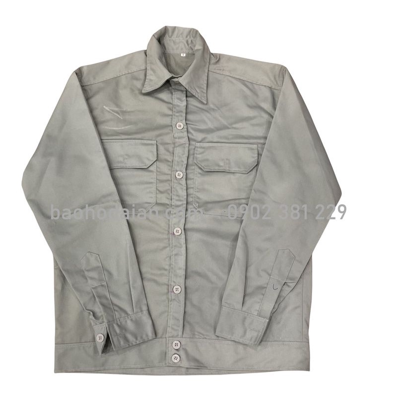 Áo công nhân màu xanh đen vải kaki 65/35 thấm hút mồ hôi