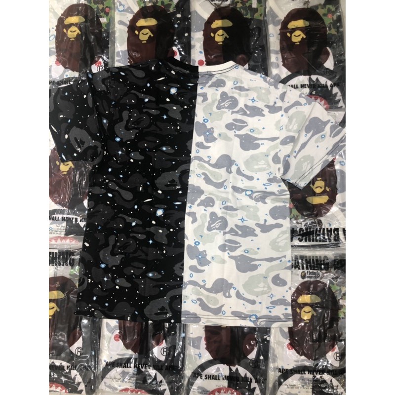 [Ảnh Thật] Áo Tee Bape camo nửa trắng đen Ss2021