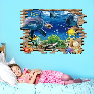Decal dán tường 3d cá heo - dc167