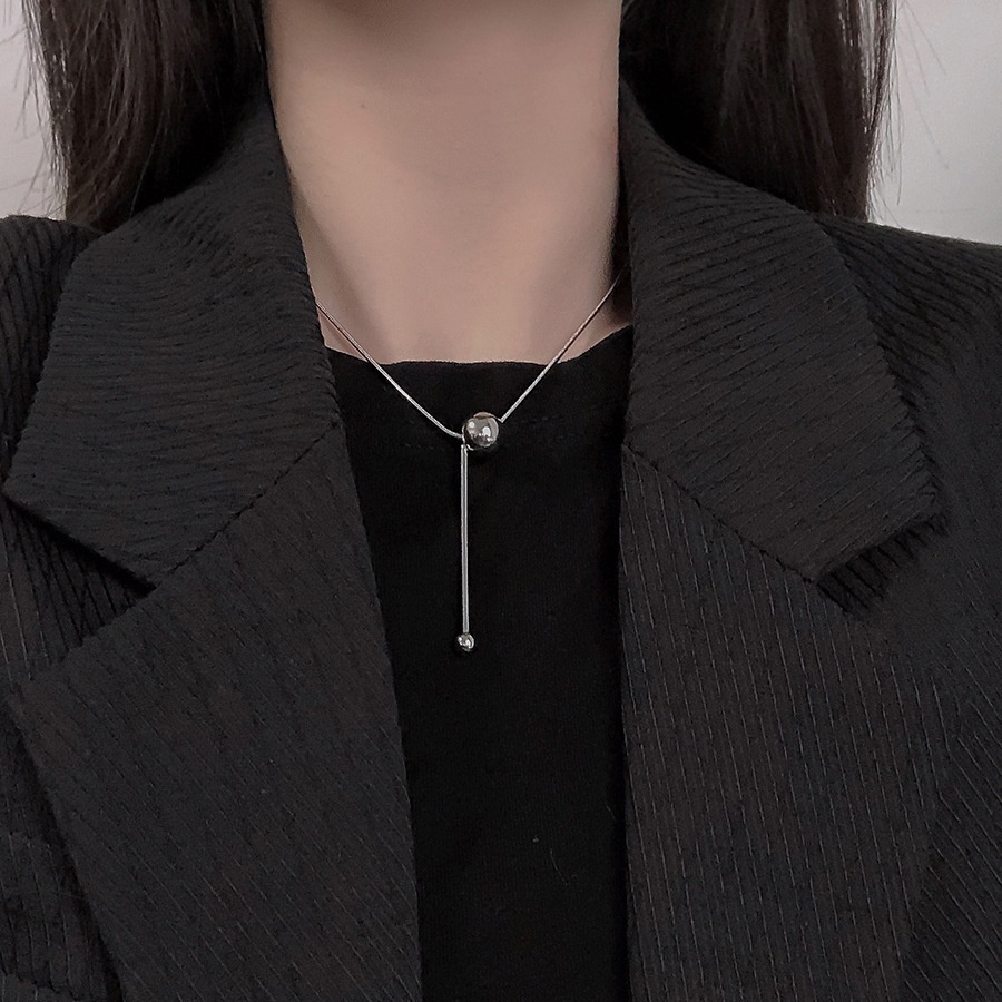 Vòng cổ Thép Titan Mặt Hình Bóng Tròn Phong Cách Hip Hop Đơn Giản Thời Trang