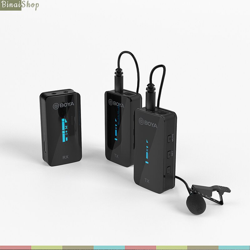 Boya  BY-XM6-S2 - Micro Cài Áo Không Dây 2.4GHz, Phạm Vi 100m, Màn Hình OLED Dành Cho Smartphone, Laptop, Máy