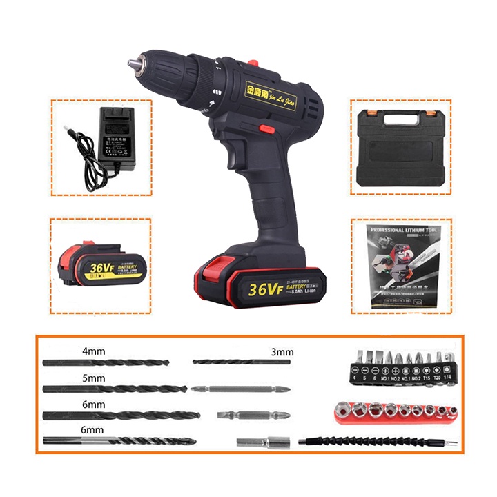 [ Full bộ phụ kiện ] Khoan pin đa năng 36v Lõi đồng Khoan gỗ, sắt