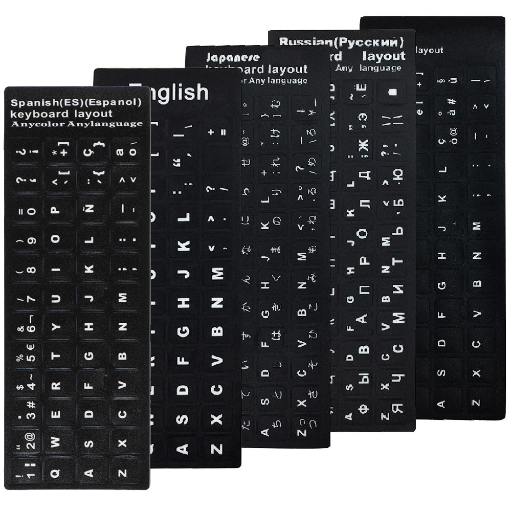 lontime Spanish/English/Russian/Deutsch/Arabic/Italian/Japanese Letter Keyboard Stickers For Laptop PC